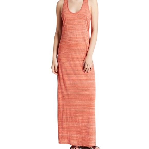 VINCE. Maxi Dress Orange Space Dye Women's XS Floor Length Stretch Razorback NWT - Picture 1 of 6